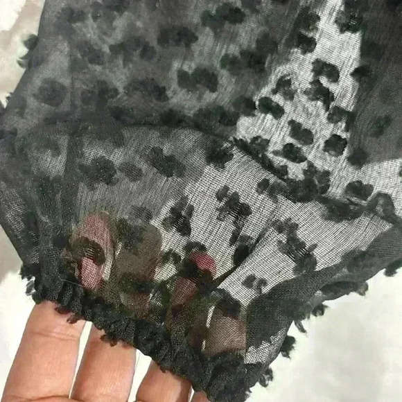 Maeve Anthropologie Women’s Black Sheer Decorative sleeve sweater Size XS - Picture 3 of 8